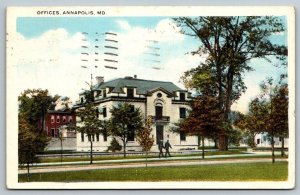 US Navy  Naval Academy  Offices  Annapolis  Maryland   Postcard  1935