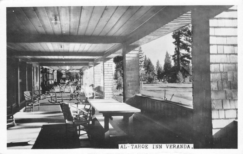 RPPC AL-TAHOE INN Veranda LAKE TAHOE c1920s Vintage Photo Postcard