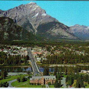 c1970s Banff AB Cascade Mountain Aerial Postcard Townsite Bruno Engler Photo