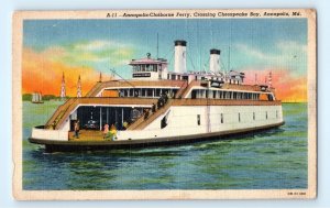 Annapolis Clairborne Ferry Ship Boat MD Maryland Postcard (DQ17)