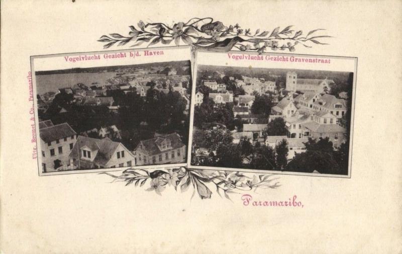 suriname, PARAMARIBO, Aerial View Harbour and Gravenstraat (1899) Postcard