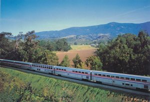Amtrak Railway Passenger Train north of Santa Barbara CA, California