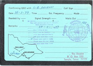 QSL Radio Card From Victoria Australia VBW 640 