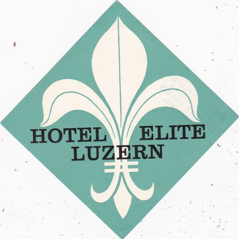 Switzerland Luzern Hotel Elite Vintage Luggage Label sk4218