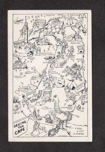 MA  Cape Cod Map Provincetown, Sagamore,Wellfleet Mass Massachusetts Postcard