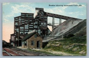 COAL BREAKER SHOWING MAMMOTH CULM PILE ANTIQUE POSTCARD w/ POTTSVILE PA CANCEL