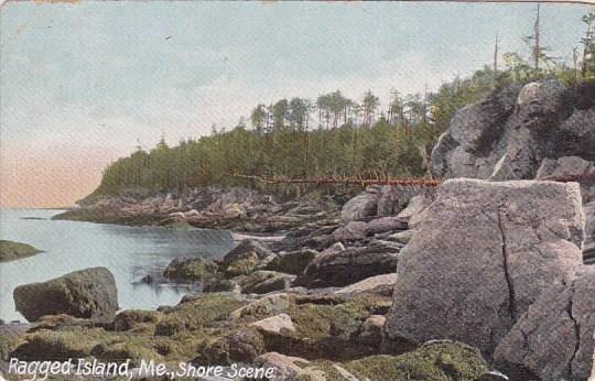 Maine Ragged Island Shore Scene 1910