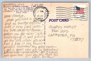 J91/ Elwood Indiana Postcard Linen Mangas Cafeteria Crowd 372