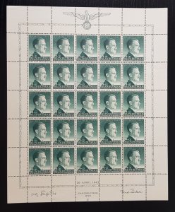 GERMAN THIRD REICH GENERAL GOVERNMENT OCC ADOLF HITLER SHEET 84Gr +1ZL 1943 MNH