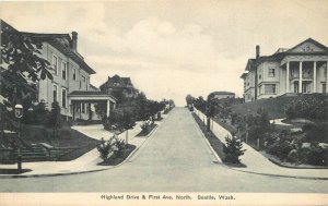 Washington Seattle Highland Drive 1st Avenue North Puget Sound Postcard 22-10049