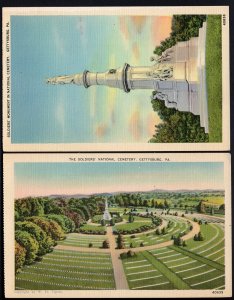 (2) Pennsylvania GETTYSBURG The Soldiers National Cemetery and Monument - LINEN