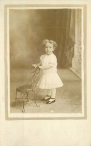 Chicago Illinois Erkers Studios C-1910 RPPC Photo Postcard Girl Chair 21-2832