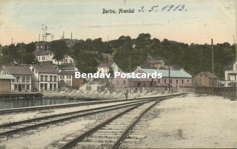 norway norge, BARBU, Arendal, Railway Station, T. Knudsen (1913) Stamp