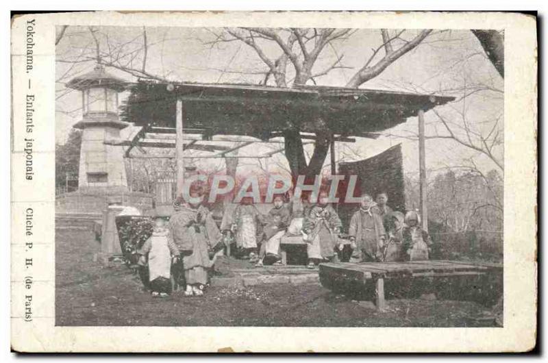 Postcard Ancient Japanese Yokohama Children