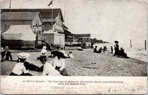 Postcard MI St. Joseph - Silver Beach - sat in pairs by sunlit shore