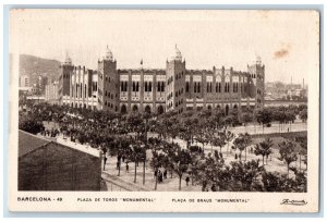 c1940's Plaza De Toros Placa De Braus Monumental Barcelona Spain Postcard