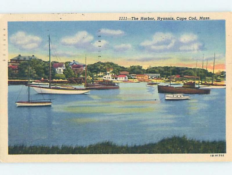 Linen HARBOR SCENE Cape Cod - Hyannis Massachusetts MA hp7801