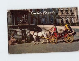 Postcard Tourists using a Victoria for sightseeing tour of Quebec City, Canada