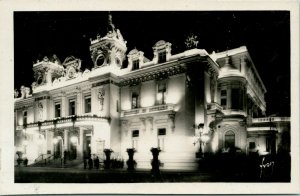 Vtg Postcard RPPC Monaco Monte-Carlo Le Casino vu la Nuit - Unposted Yvon Photo