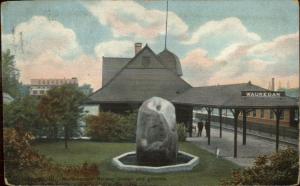 Waukegan IL  Northwestern Railray Train Station Depot 1911 Used Postcard