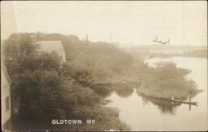 Oldtown Old Town ME River View c1910 Real Photo Postcard