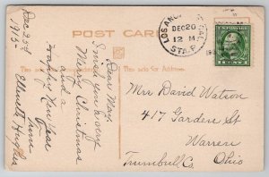 Dutch Children Christmas Greeting Hand Colored Postcard C39