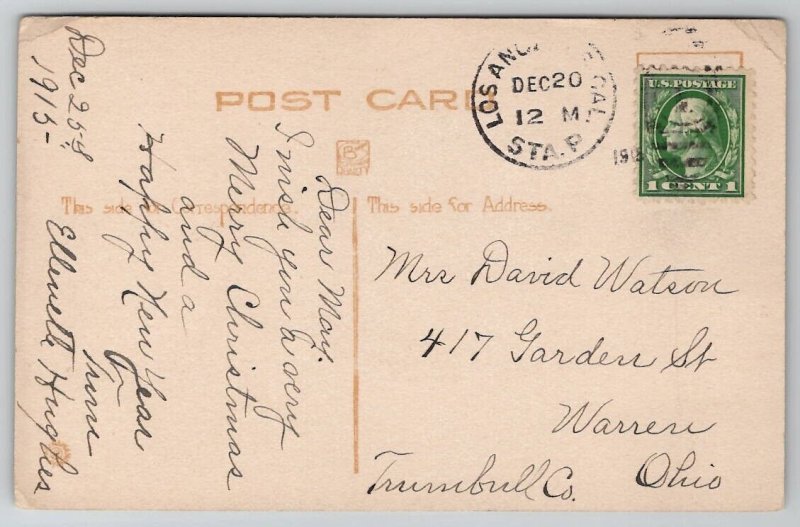 Dutch Children Christmas Greeting Hand Colored Postcard C39