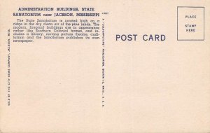 Jackson Mississippi Administration Building, State Sanitorium Vintage PC U4583