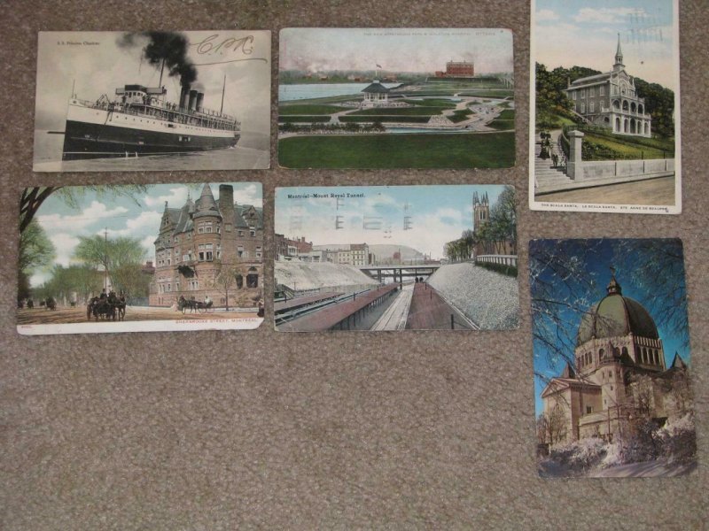 Canada-6 Early Post Cards, some creasing & Corner wear, used Vintage cards