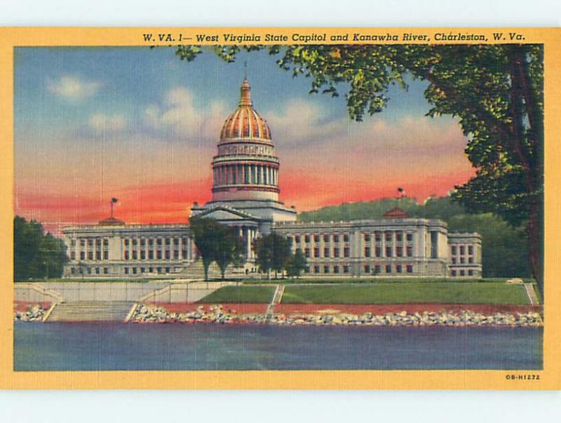 Unused Linen CAPITOL BUILDING Charleston West Virginia WV Q9259