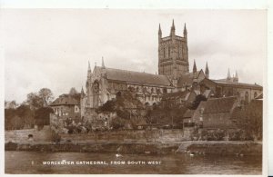 Worcestershire Postcard - Cathedral from South West - Real Photo - Ref TZ3542