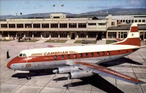 Isle of Man Airport Cambrian Airways Jet Airliner Vintage Postcard