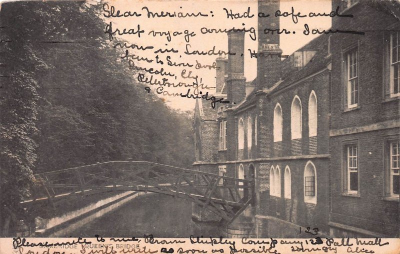 Queens Bridge, Cambridge, England, Great Britain, Early Postcard, Used in 1906