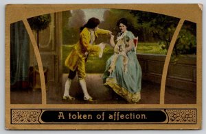 Romantic Valentine Couple A Token Of Affection Postcard B40