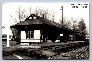 J99/ Utica Ohio RPPC Postcard c1950 B&O Railroad Depot REPRINT 500