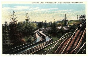 Council Crest Amusement Park Portland OR Columbia Scenic Railway Postcard