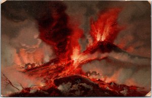 Postcard Italy Naples Mt. Vesuvius eruption postmark 1906