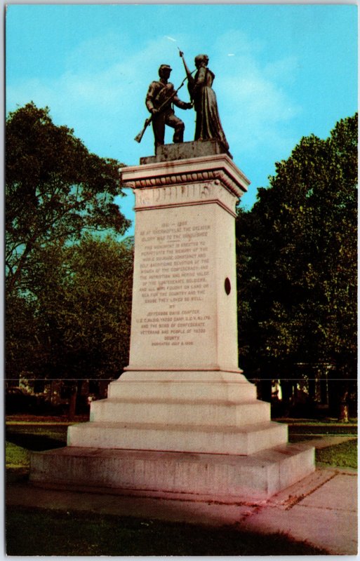 VINTAGE POSTCARD THE CONFEDERATE MONUMENT AT YAZOO CITY MISSISSIPPI 1960s