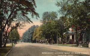 Vintage Postcard 1912 Monument Avenue West of Main Street Dayton Ohio OH