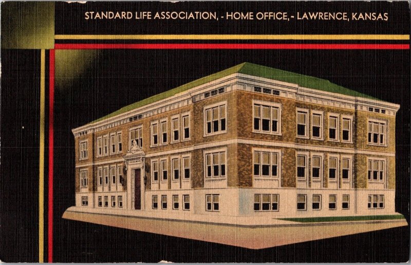 Standard Life Association Home Office, Lawrence KS Vintage Postcard K46