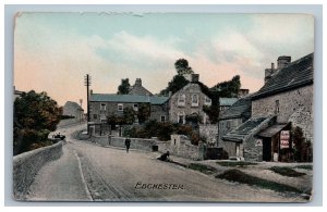 Early Ebchester England Postcard street Scene Cocoa Shop Hotel