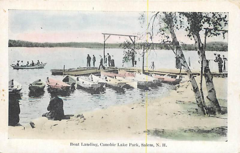 SALEM, New Hampshire  NH   CANOBIE LAKE PARK  Boat Landing  ca 1910  Postcard