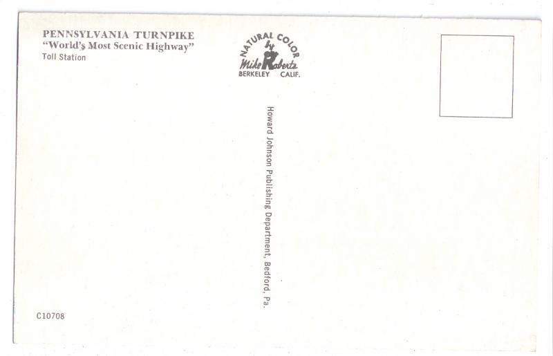 PA Turnpike Tollbooth Pennsylvania HOJO Postcard