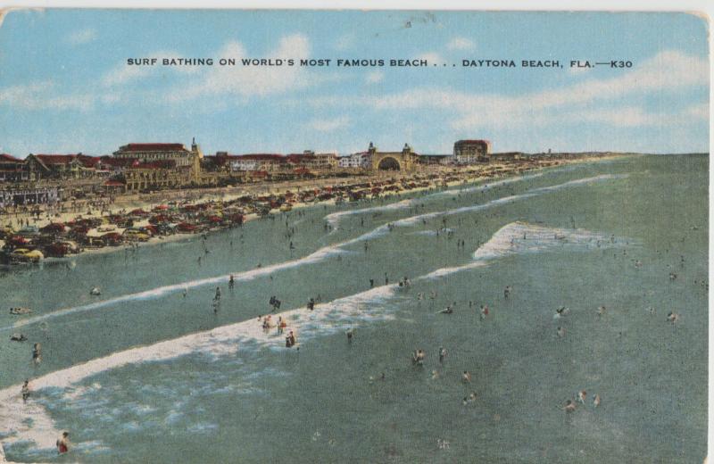 Daytona Beach FL surf bathing 1955 Postcard