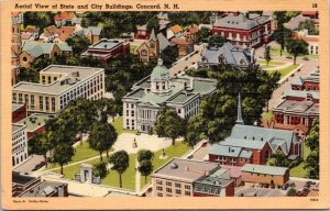 Postcard - Concord NH - Aerial View of State and City Buidlings