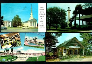 Y39 Ga (4) pcs. Meth. Church, St. Simons Lighthouse, Dreamland Motel, Old Sautee