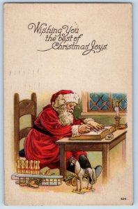 Christmas Postcard Santa Claus Writing Horse Toy Morrowville Kansas KS 1925