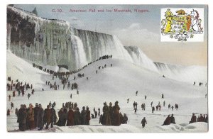 American Fall and Ice Mountain Niagara PPC Mailed 1928 Ontario to Massachusetts