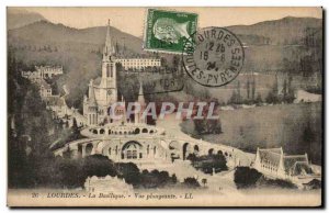 Old Postcard Lourdes Basilica Downward view
