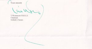 Tim Wonnacott Sothebys Auctions Sussex Hand Signed Antiques Roadshow Autograph